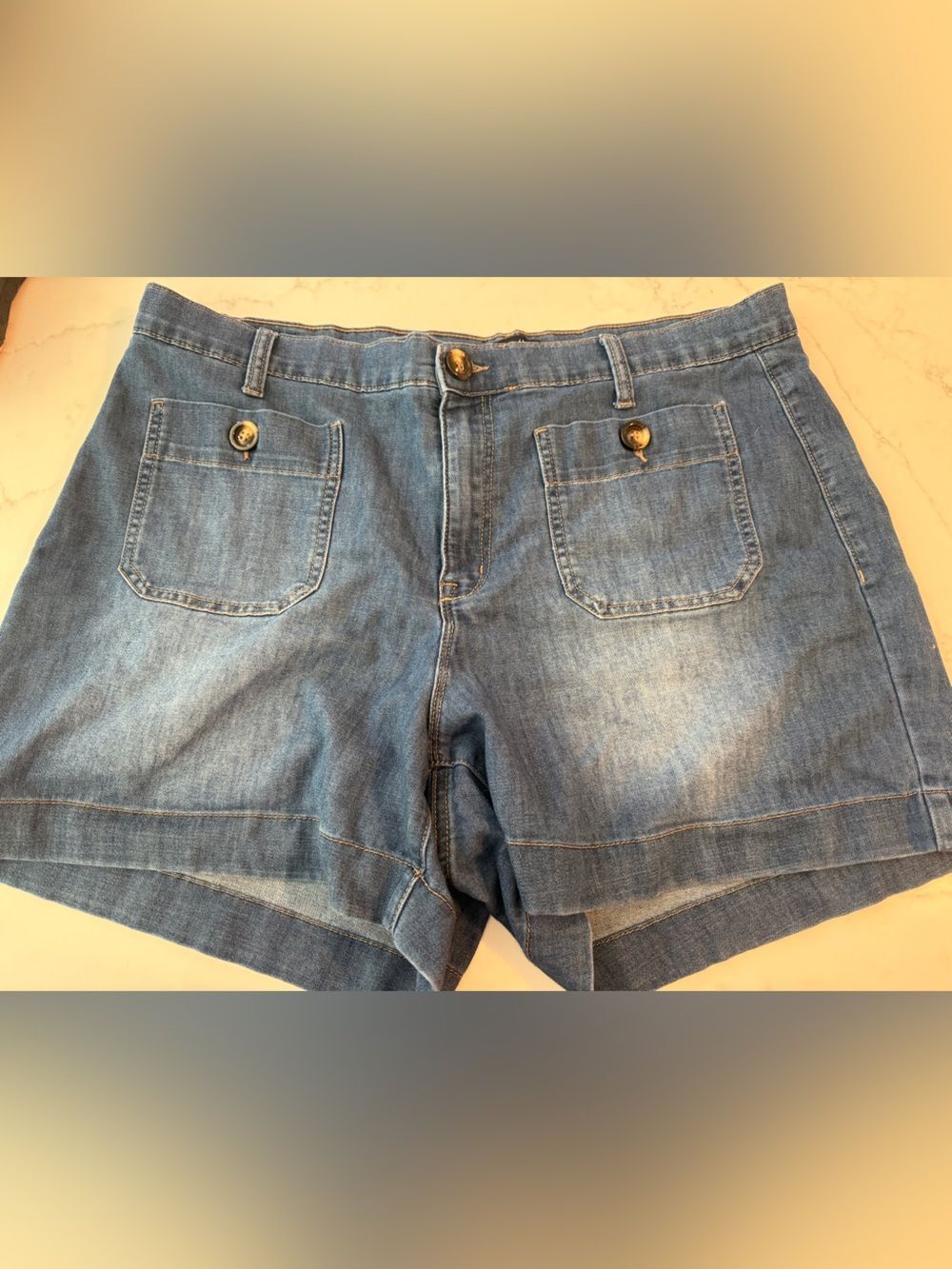 Nanette Lepore Denim Short with Front Patch Pockets - Blue